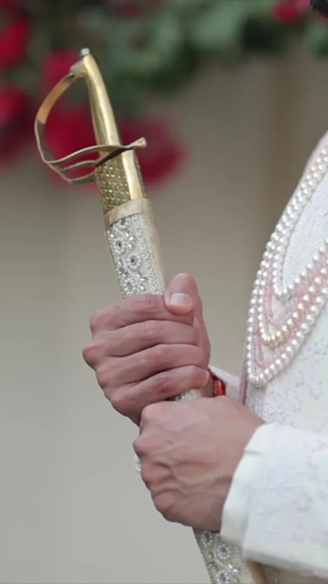 Vertical Portrait of Groom Posing in Traditional Wedding Attire Видео 337453106
