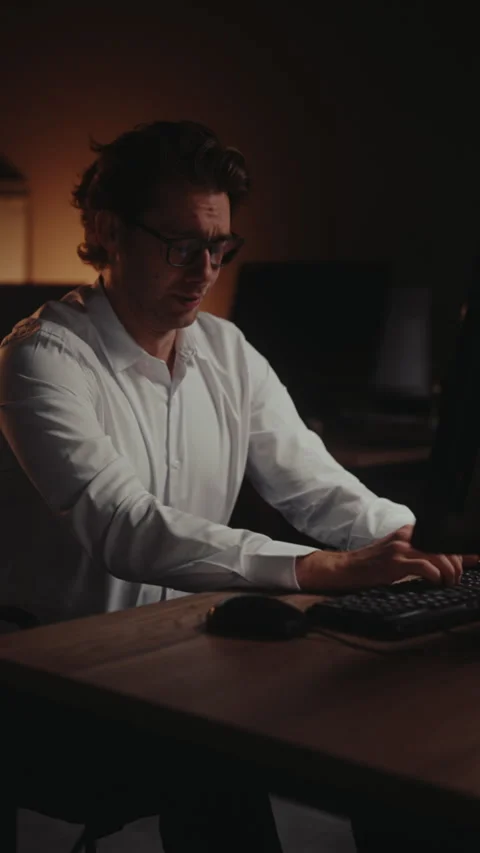 Vertical portrait of tired office worker feeling sleepy and exhausted 動画素材 342933645