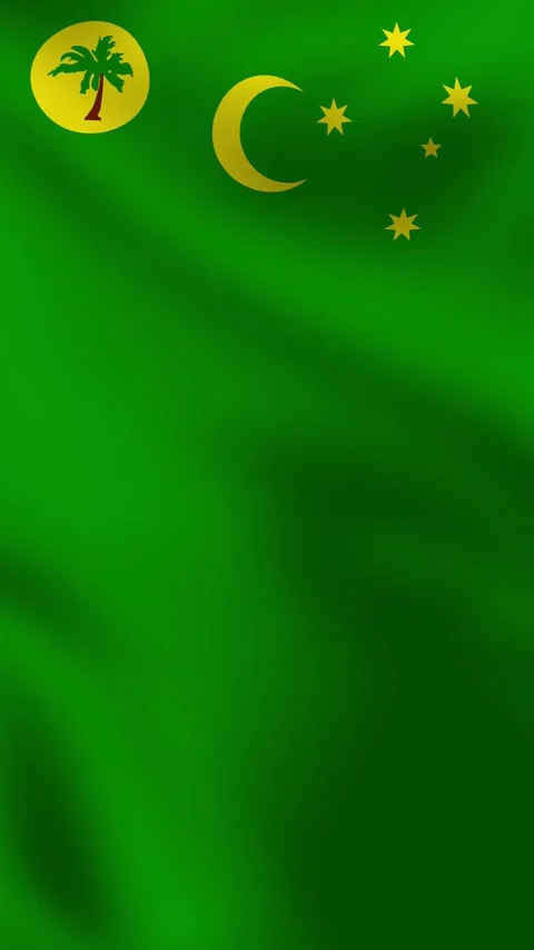 Vertical, portrait, video waving national flag of Cocos Islands. Видео 279335853