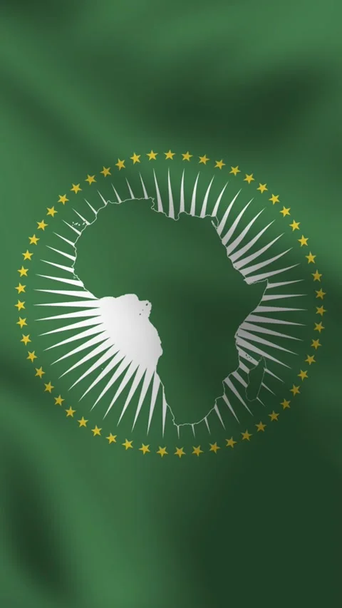 Vertical, portrait, waving flag of African Union. 動画素材 277071073