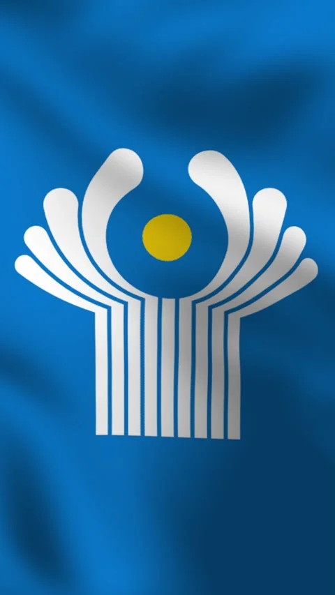 Vertical, portrait, waving flag of The Commonwealth of Independent States CIS. Stock Footage 277071049