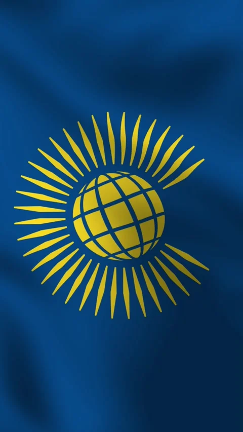 Vertical, portrait, waving flag of Commonwealth of Nations. Видео 277071171