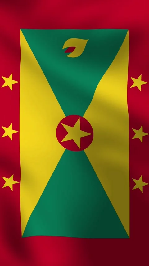 Vertical, portrait, waving flag of Grenada Vidéo 277078010