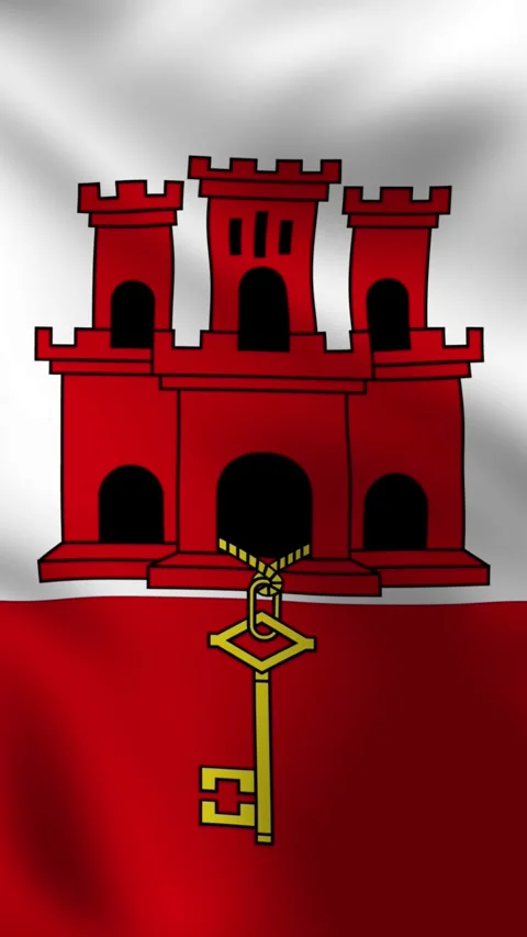 Vertical, portrait, waving national flag of Gibraltar Vidéo 277077853