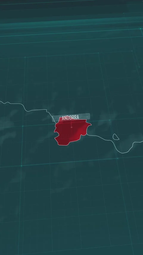 Vertical portrait, zoom in to the map of Andorra, with text and textless Stock Footage 320826066