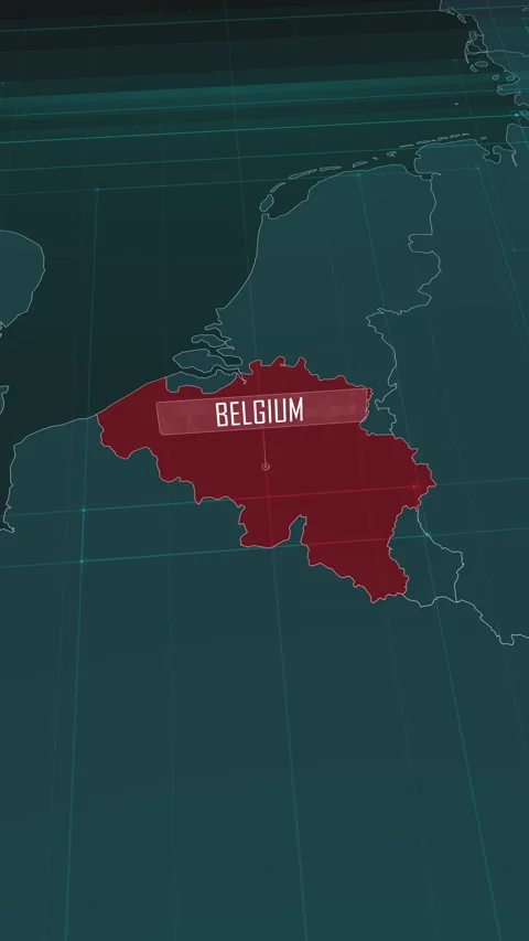 Vertical portrait, zoom in to the map of Belgium, with text and textless Stock Footage 320824524