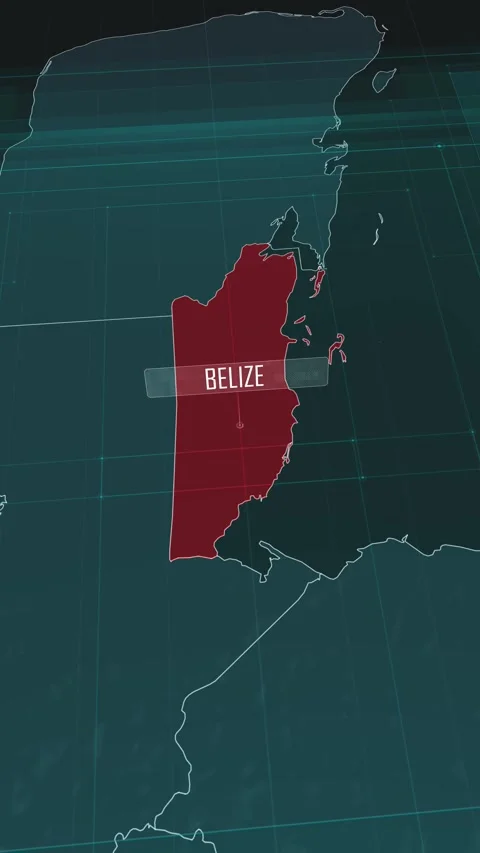 Vertical portrait, zoom in to the map of Belize, with text and textless Stock Footage 320824479