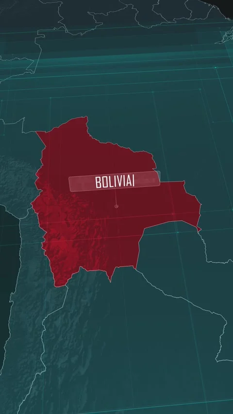 Vertical portrait, zoom in to the map of Bolivia, with text and textless Stock Footage 320824888