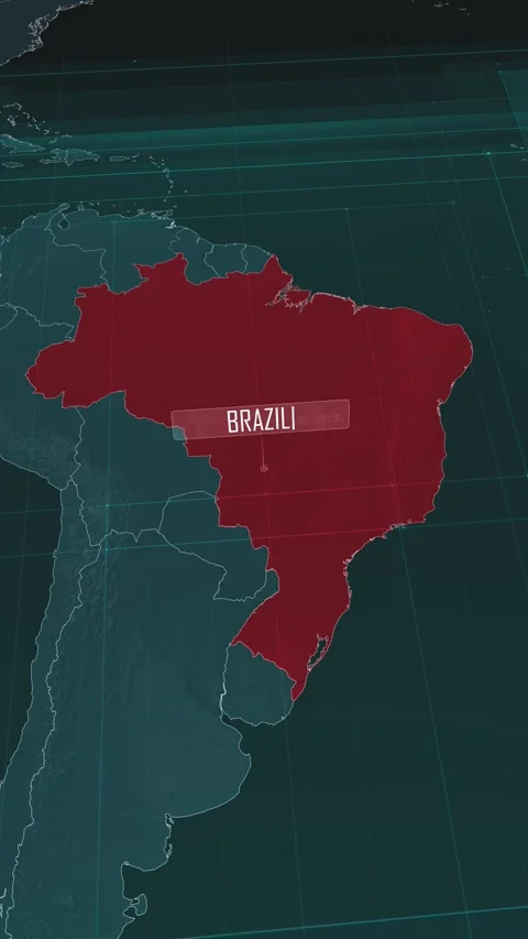 Vertical portrait, zoom in to the map of Brazil, with text and textless Stock Footage 320825150