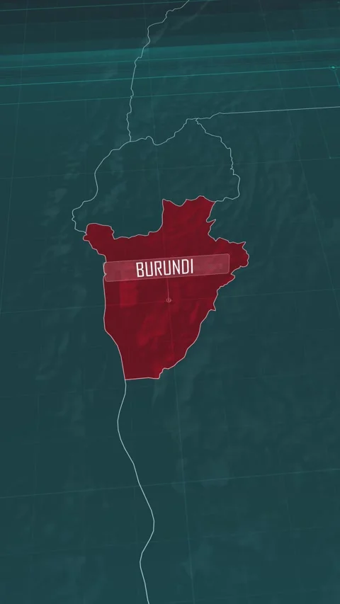 Vertical portrait, zoom in to the map of Burundi, with text and textless Stock Footage 320861203