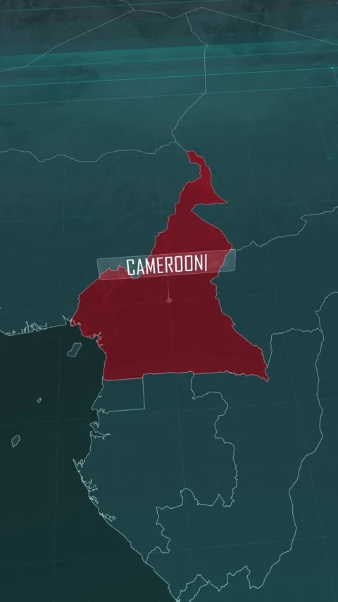 Vertical portrait, zoom in to the map of Cameroon, with text and textless Stock Footage 320824962