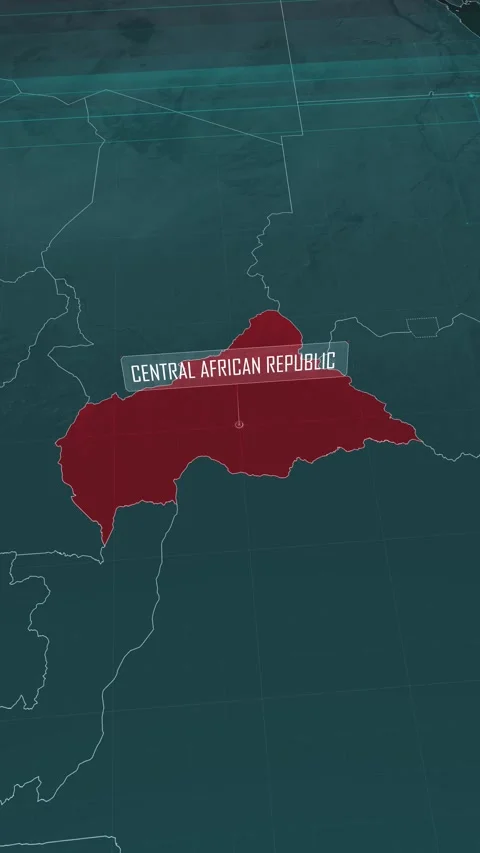 Vertical portrait, zoom in to the map of Central African Republic Stock Footage 320824967