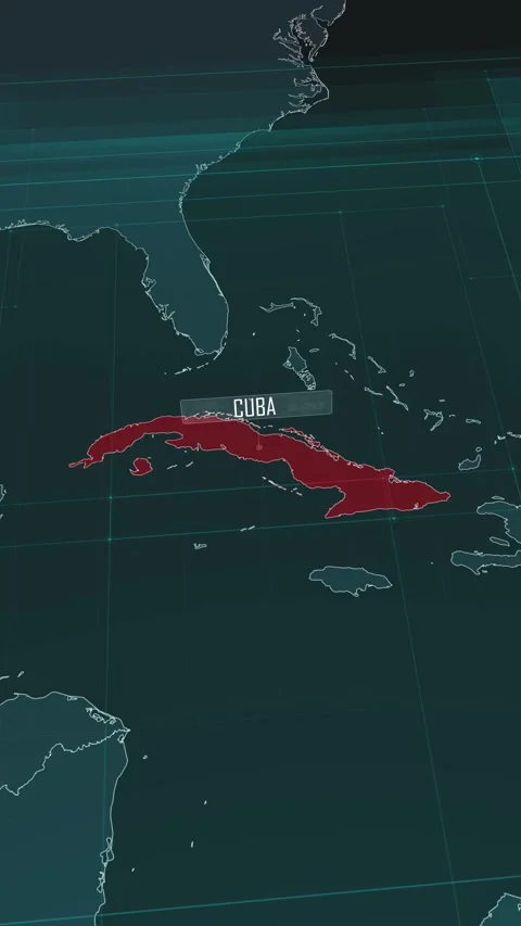 Vertical portrait, zoom in to the map of Cuba, with text and textless Stock Footage 320824663