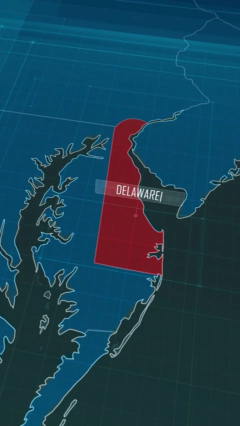 Vertical portrait, zoom in to the map of Delaware state, with text and textless Stock Footage 320818808