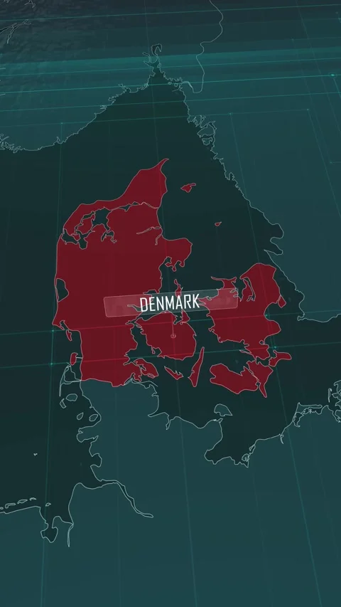 Vertical portrait, zoom in to the map of Denmark, with text and textless Stock Footage 320824861