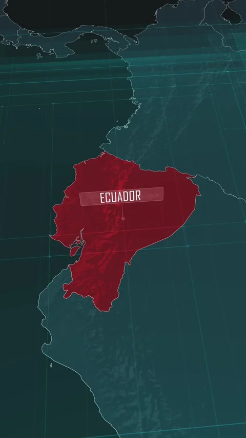 Vertical portrait, zoom in to the map of Ecuador, with text and textless Stock Footage 320824782