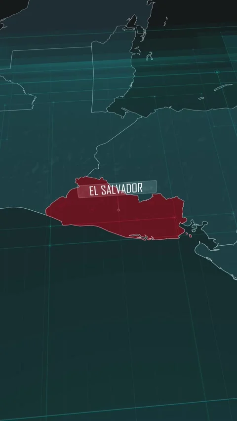 Vertical portrait, zoom in to the map of El Salvador, with text and textless Stock Footage 320824560