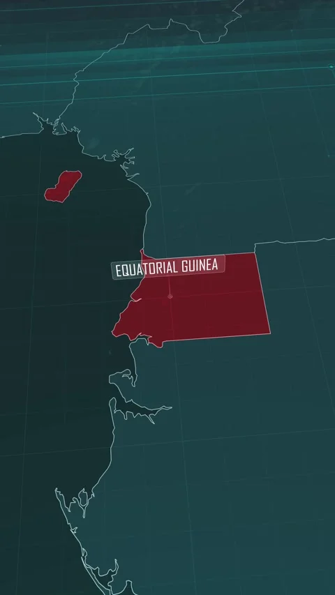 Vertical portrait, zoom in to the map of Equatorial Guinea Stock Footage 320825623