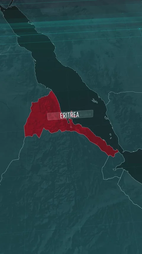 Vertical portrait, zoom in to the map of Eriterea, with text and textless Stock Footage 320862825