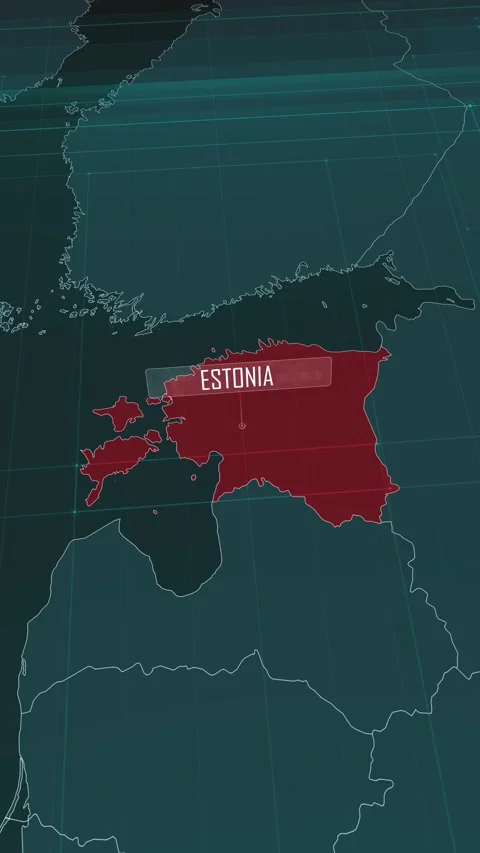 Vertical portrait, zoom in to the map of Estonia, with text and textless Stock Footage 320824688