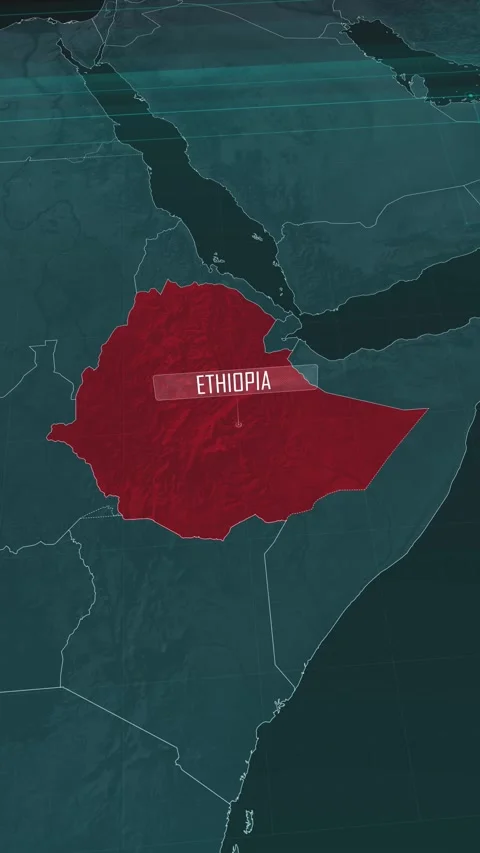 Vertical portrait, zoom in to the map of Ethiopia, with text and textless Stock Footage 320825872