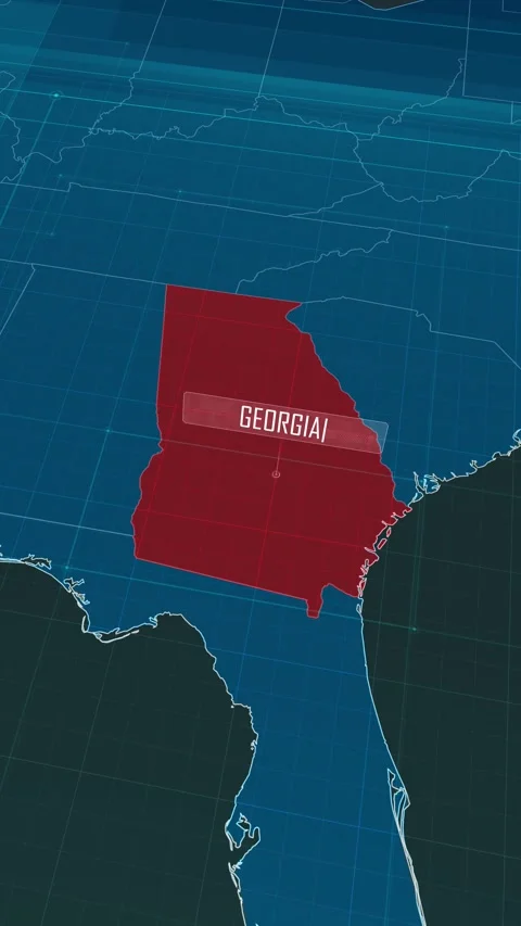 Vertical portrait, zoom in to the map of Georgia state, with text and textless Stock Footage 320818581