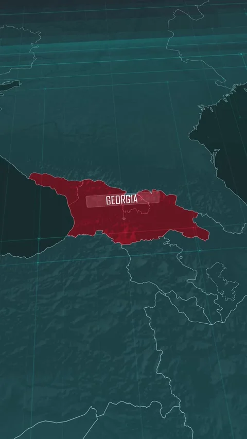 Vertical portrait, zoom in to the map of Georgia, with text and textless Stock Footage 320825295