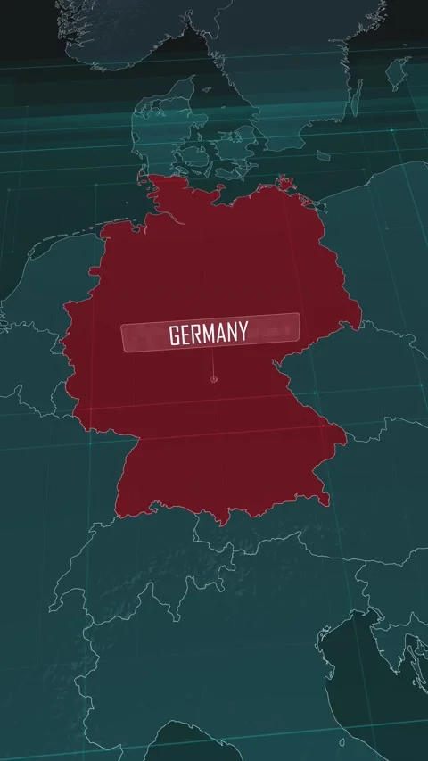 Vertical portrait, zoom in to the map of Germany, with text and textless Stock Footage 320824958