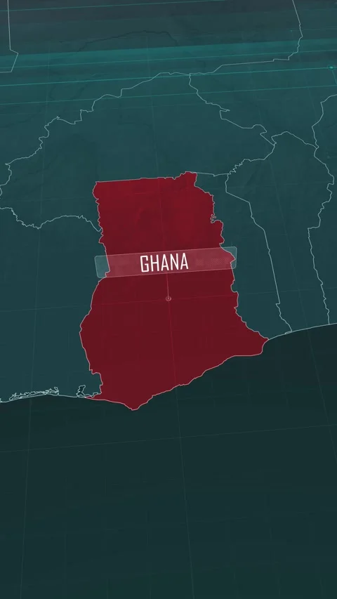 Vertical portrait, zoom in to the map of Ghana, with text and textless Stock Footage 320826026