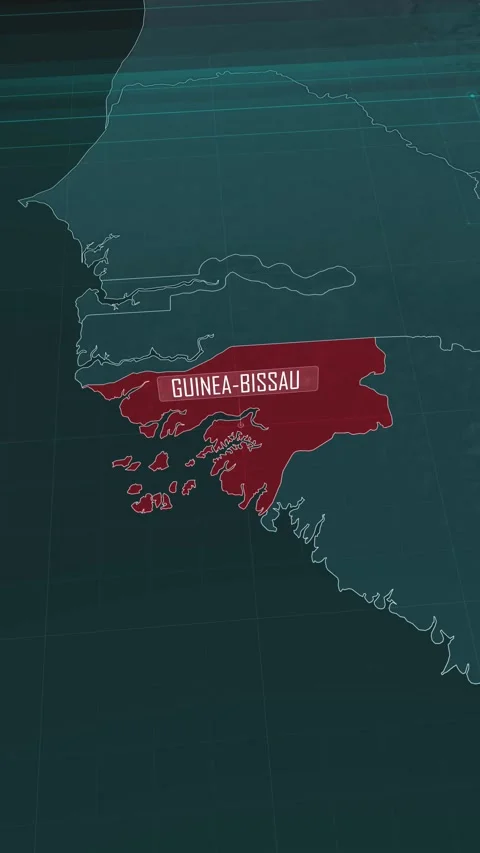 Vertical portrait, zoom in to the map of Guinea-Bissau, with text and textless Video stock 320824246