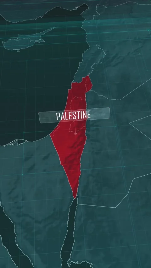 Vertical portrait, zoom in to the map of Historic Palestine Stock Footage 320862632
