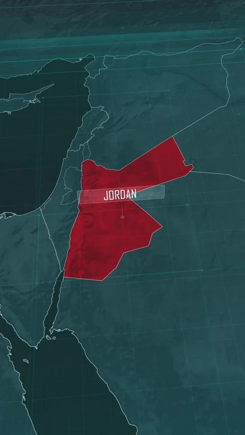 Vertical portrait, zoom in to the map of Jordan, with text and textless Stock Footage 320862896