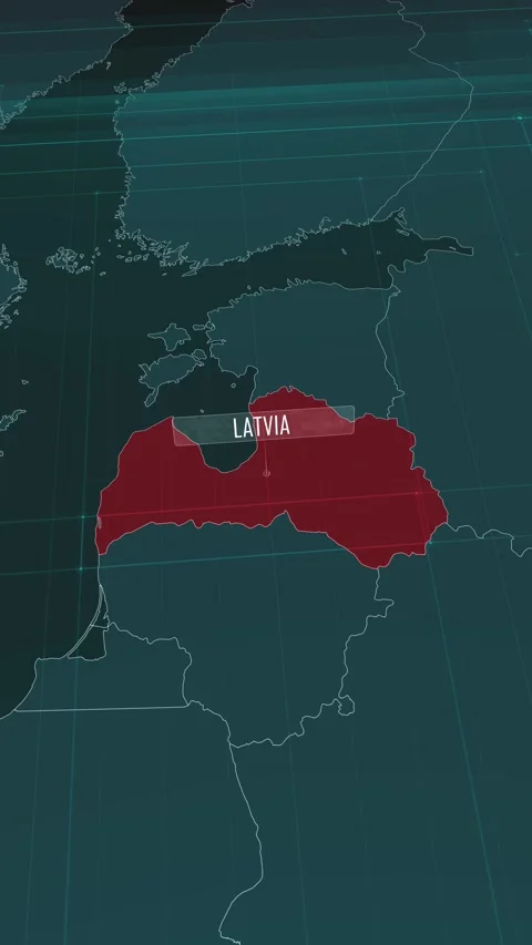 Vertical portrait, zoom in to the map of Latvia, with text and textless Stock Footage 320824718