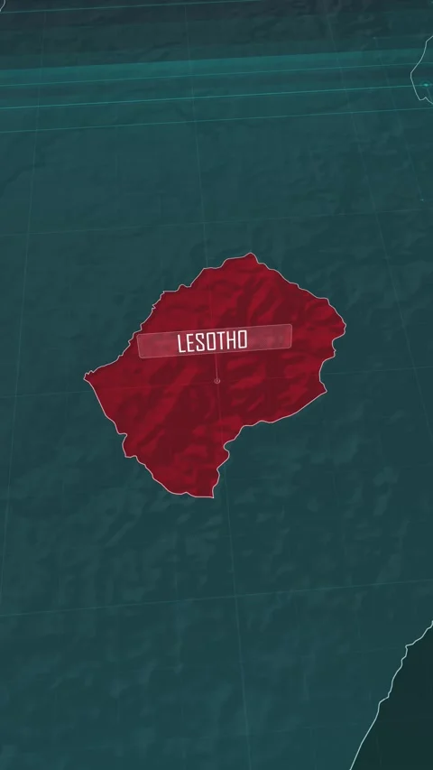 Vertical portrait, zoom in to the map of Lesotho, with text and textless Stock Footage 320861456