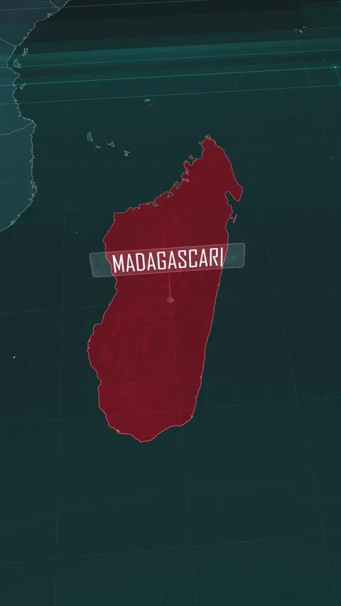 Vertical portrait, zoom in to the map of Madagascar, with text and textless Stock Footage 320824626