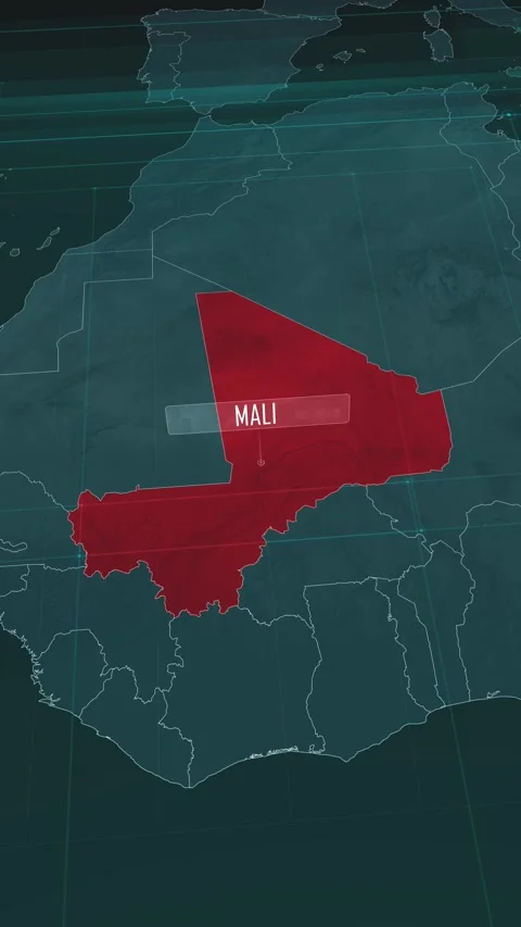 Vertical portrait, zoom in to the map of Mali, with text and textless Stock Footage 320825489