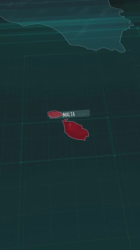 Vertical portrait, zoom in to the map of Malta, with text and textless Stock Footage 320825922