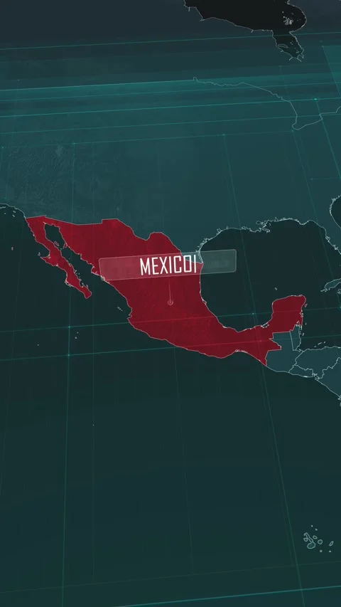 Vertical portrait, zoom in to the map of Mexico, with text and textless Stock Footage 320825200