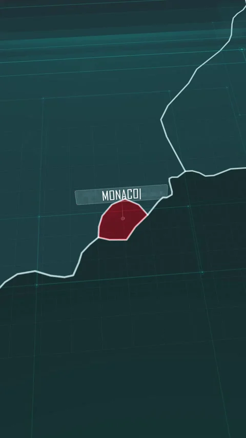 Vertical portrait, zoom in to the map of Monaco, with text and textless Stock Footage 320826011