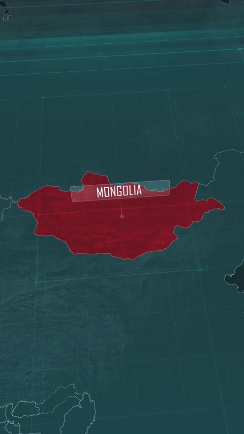 Vertical portrait, zoom in to the map of Mongolia, with text and textless Stock Footage 320863543