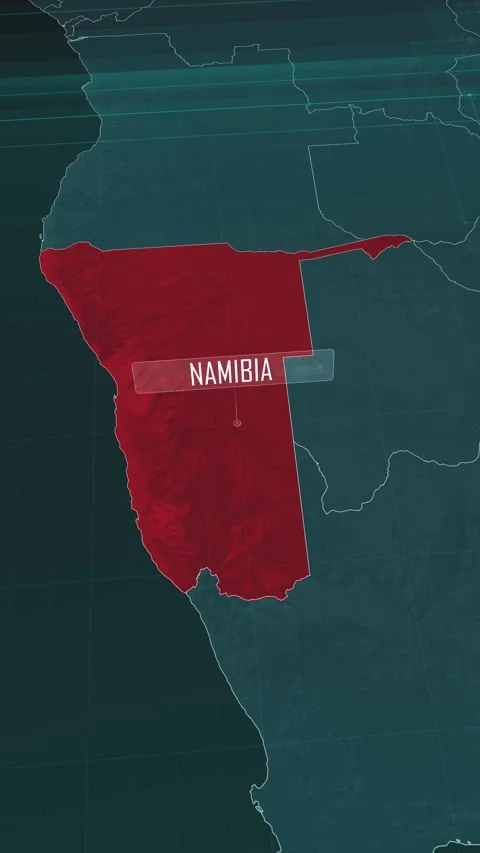 Vertical portrait, zoom in to the map of Namibia, with text and textless Stock Footage 320825261