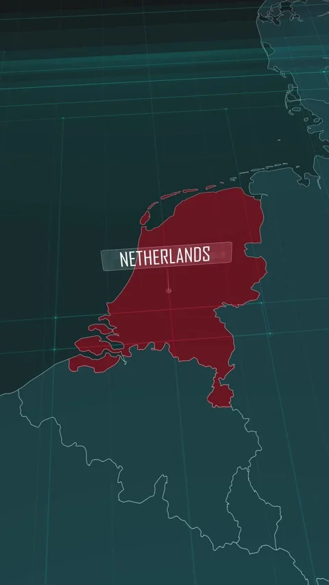 Vertical portrait, zoom in to the map of Netherlands, with text and textless Stock Footage 320824586