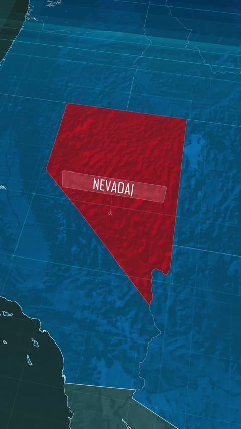Vertical portrait, zoom in to the map of Nevada state, with text and textless Stock Footage 320819125