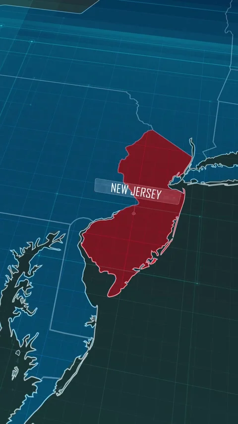 Vertical portrait, zoom in to the map of New Jersey state Stock Footage 320818760