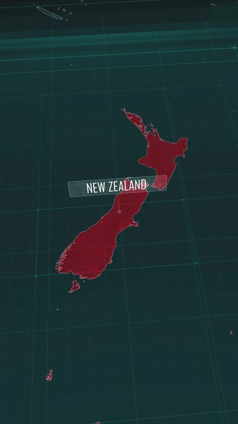 Vertical portrait, zoom in to the map of New Zealand, with text and textless Stock Footage 320825768