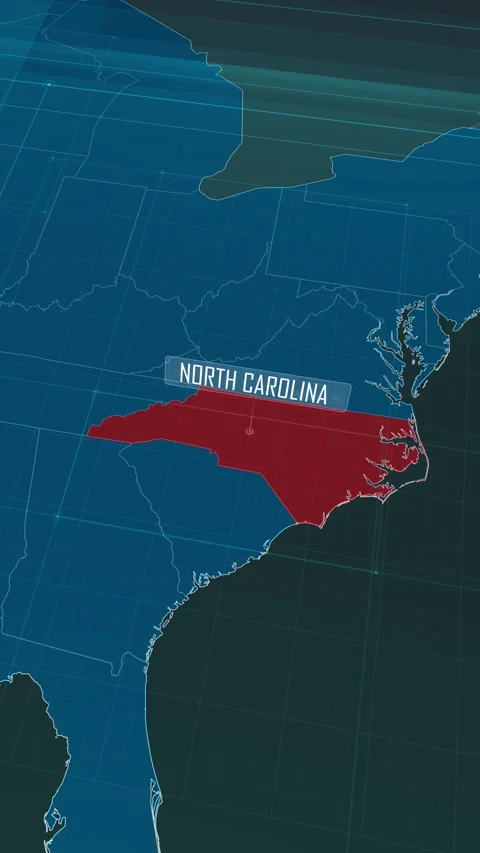 Vertical portrait, zoom in to the map of North Carolina state, Stock Footage 320818779