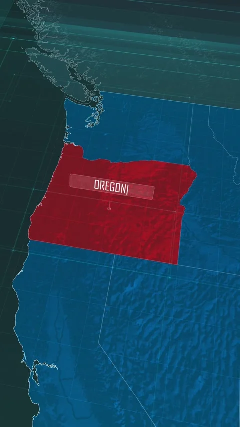 Vertical portrait, zoom in to the map of Oregon state, with text and textless Stock Footage 320818931