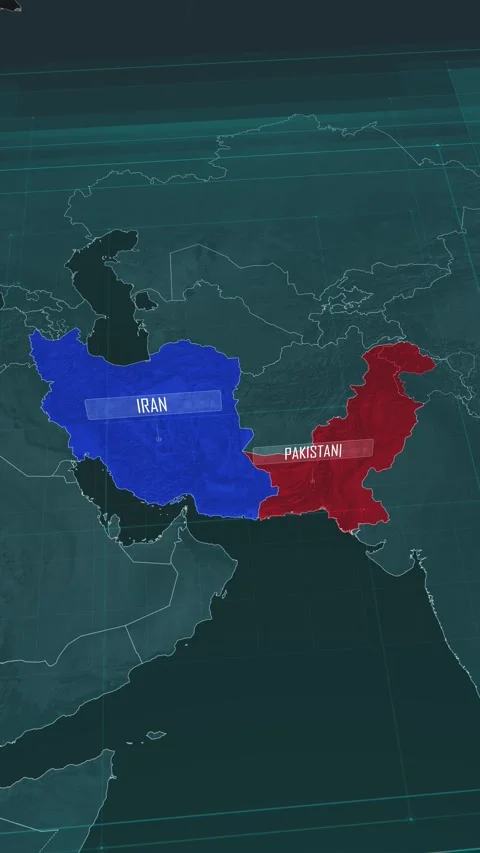 Vertical portrait, zoom in to the map of Pakistan and Iran. Stock Footage 320863506