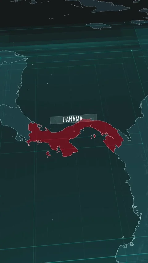 Vertical portrait, zoom in to the map of Panama, with text and textless Stock Footage 320824564