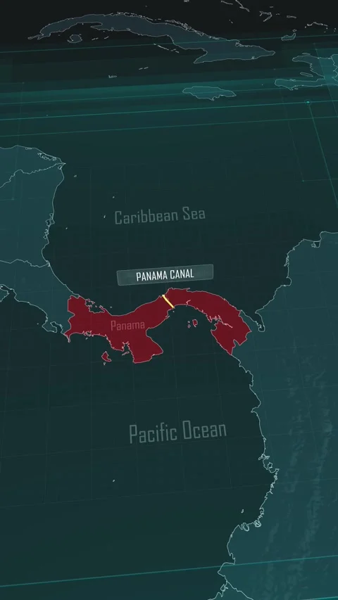 Vertical portrait, zoom in to the map of Panama Canal with text, textless Stock Footage 320861932